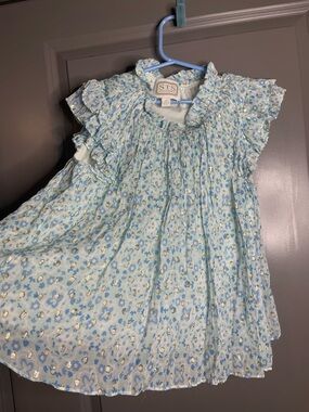 STS Blue Floral Ruffle Cap Sleeve top Xs